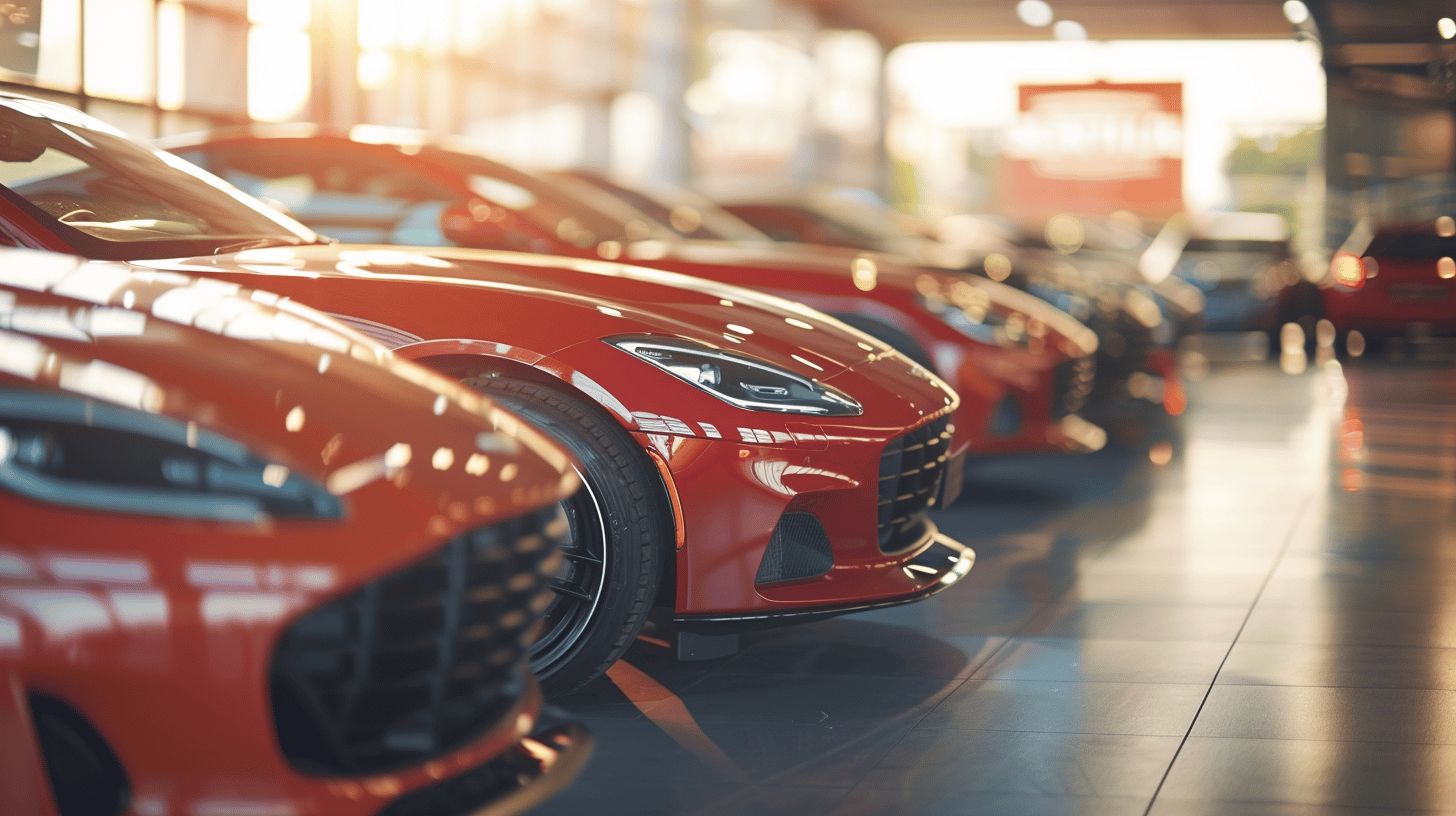des voitures rouges d'occasion dans une concession automobile