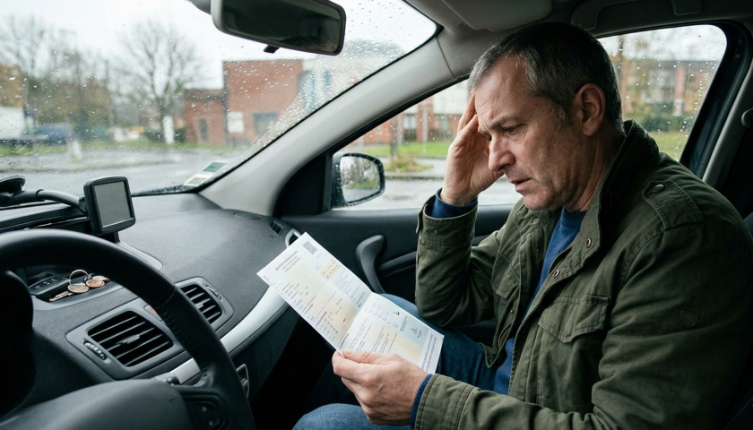 un homme regardant sa carte grise