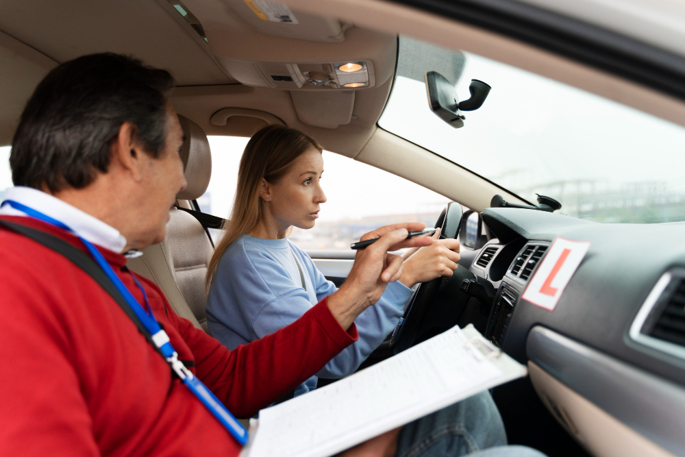 une femme passant le permis de conduire