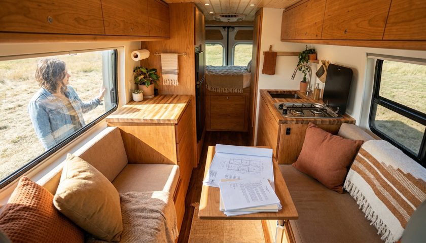 l'intérieur d'un van aménagé
